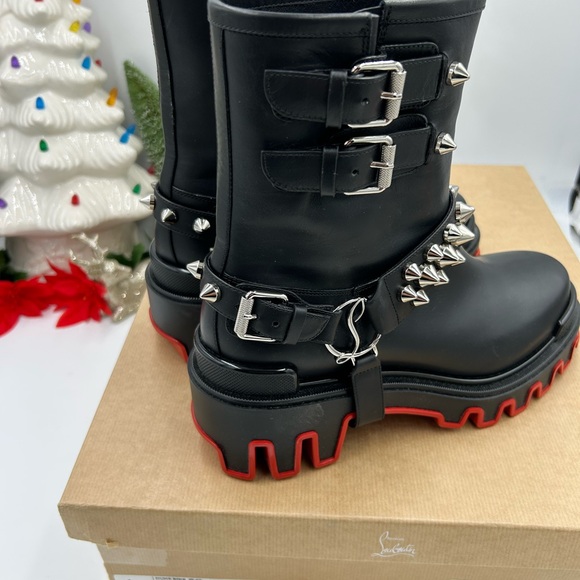 Christian Louboutin women's Dune bike spike Moto boots size 39 made in Italy - Picture 4 of 13